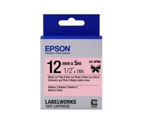 Epson LK-4PBK Pembe Üzeri Siyah Kurdele 12mm 9 Metre - Resim 2