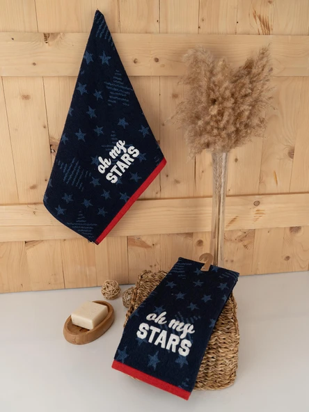 Pamuklu 2'li 40x66 cm Modern Desenli Renkli Havlu Seti Baveno - Resim 4