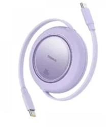 Baseus P10364500213-00 Free2 Pull Mini Kablolu USB-C 100W 2M Mor Şarj Kablosu - Resim 2