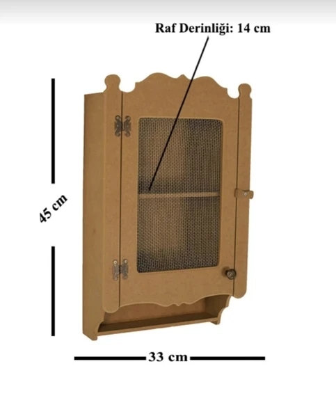 Ahşap Mdf Boyanabilir Tek Kapaklı Telli Duvar Mutfak Rafı - Terek