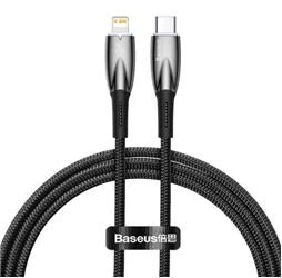 Baseus Glimmer Series Siyah CADH000001 1mt 20w Type-C to Lightning Şarj Kablosu Örgülü - Resim 2
