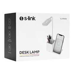 S-link SL-M9054 Siyah TypeC 10W Kablosuz Şarj Cihazı Kalemlikli Masa Lambası - 4