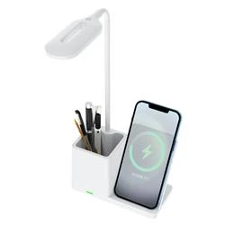 S-link SL-M9054 Siyah TypeC 10W Kablosuz Şarj Cihazı Kalemlikli Masa Lambası - 3