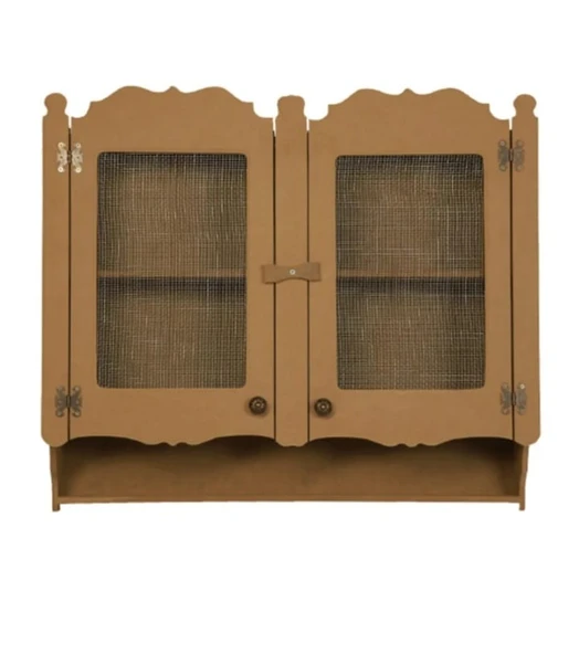 Ahşap Mdf Boyanabilir Çift Kapaklı Telli Duvar Mutfak Rafı - Terek - 2