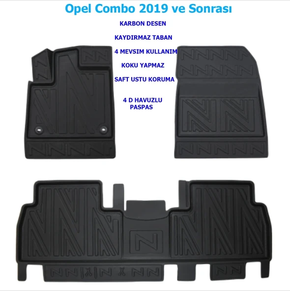 Opel Combo 2019 ve Sonrası 4D Premium Havuzlu Paspas - 1