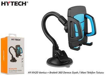 Hytech HY-XH20 Vantuz + Braketi 360 Derece Siyah-Mavi Telefon Tutucu - Resim 3