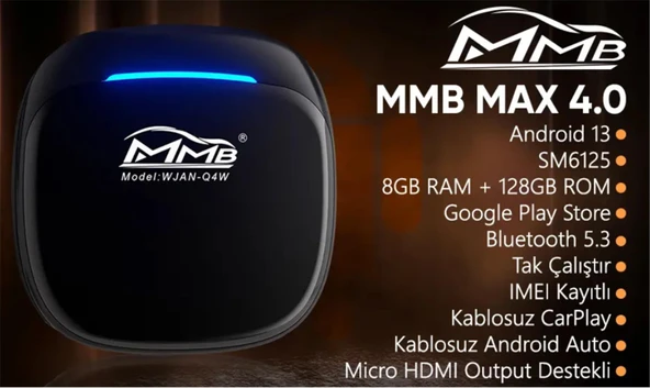 MMB WJAN-Q4W-HD MAX 4.0 Android 13, 8+128GB, HDMI Output  Kablosuz-Wireless CarPlay - 1