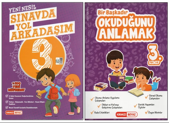 KIRMIZI BEYAZ 3. SINIF SINAVDA YOL ARKADAŞIM+OKUDUĞUNU ANLAMAK (2 KİTAP)