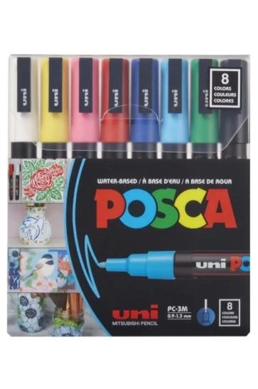 UNI POSCA MARKORU PC-3M/8C 0.9-1.3 ANA RENK 8 LI ürün görseli