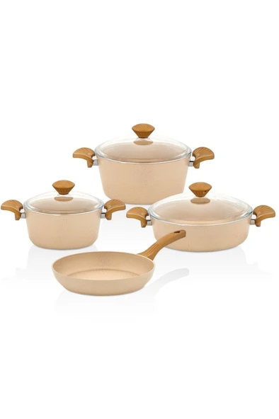 Taç Maxx Cook Krem 7 Parça Granit Tencere Seti - 6