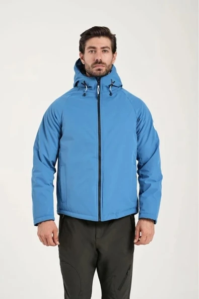 Exuma 2311142 Erkek Yağmur Rüzgar Geçirmez Turkuaz Mont - Resim 2