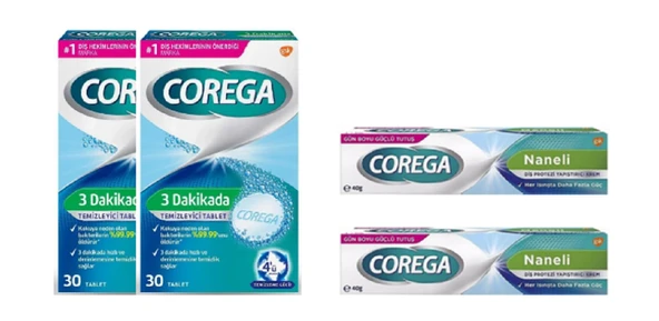 Protez Temizleyici Tablet 30Lu x2  + Protez Yapiştirici Ferahlatici 40 Gr x2