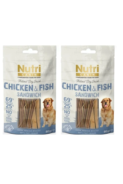 Sandwich Tavuk ve Balıklı Fileto Tahılsız Köpek Ödülü 80 Gr. X 2 Adet