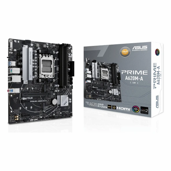 Asus Prime A620M-A-CSM DDR5 (6400MHz)OC M.2 VGA/HDMI/DP PCIe 4.0 AM5 mATX Anakart ürün görseli 1