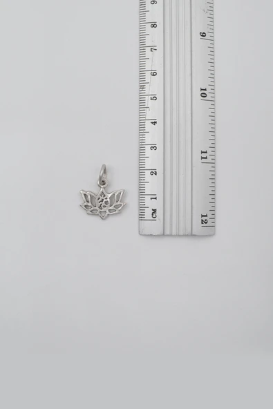 Minimal Om Sembollü Lotus Çiçeği Örme Zincir Kolye - Antik Gümüş Kaplama - Kadın Erkek - 60 cm - Resim 4