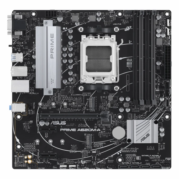 Asus Prime A620M-A-CSM DDR5 (6400MHz)OC M.2 VGA/HDMI/DP PCIe 4.0 AM5 mATX Anakart - Resim 2