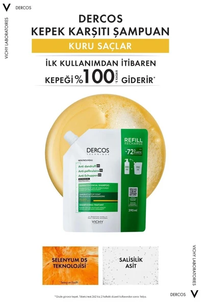 Vichy Dercos Kepek Şampuanı Kuru Saçlar 390 ML- REFİLL- 12M - 5
