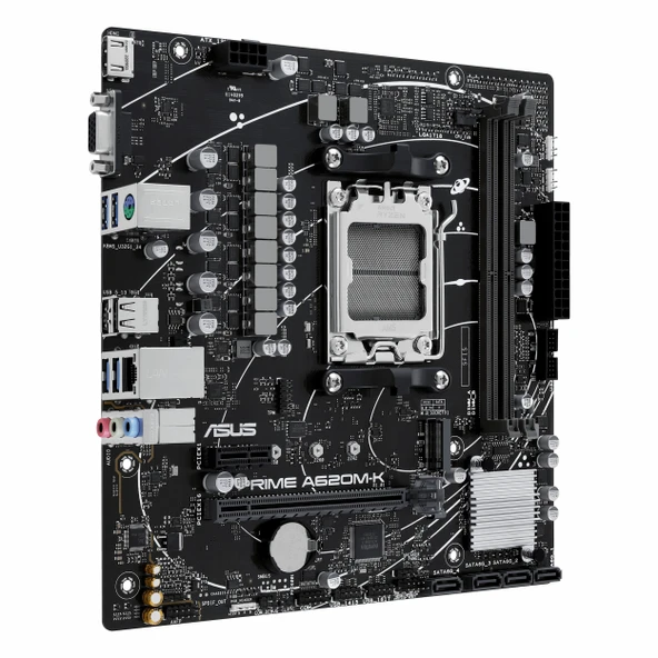 Asus Prime A620M-K DDR5 (6400MHz)OC M.2 VGA/HDMI PCIe 4.0 AM5 mATX Anakart - Resim 3