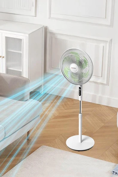 Torima SF-05 Siyah Ayaklı Portatif – 50W 3 Kademe 6 Pervaneli 16'' İnc Kumandalı Diğital Ekranlı Vantilatör Fan - Resim 5