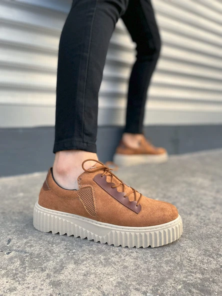 JET-502 Bold Bağcıklı Süet Erkek Günlük Sneaker Ayakkabı SKT - Taba ürün görseli
