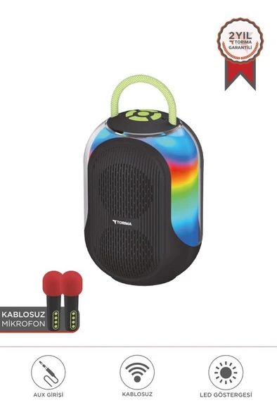 Torima D52 Siyah Çift Mikrofonlu Kablosuz Parti Hoparlörü ürün görseli