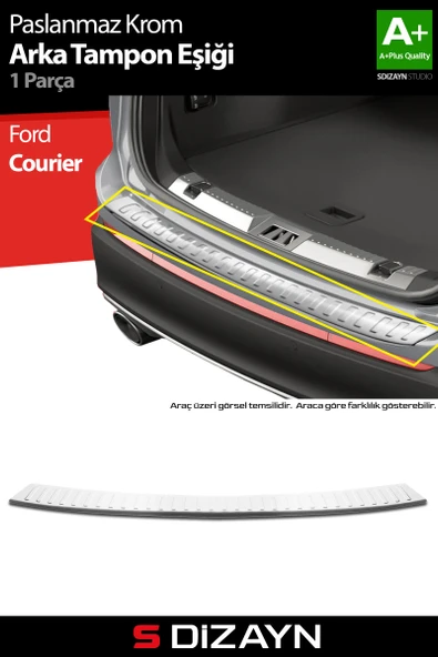 S-Dizayn Ford Courier Krom Arka Tampon Eşiği 2023 Üzeri A+ Kalite ürün görseli