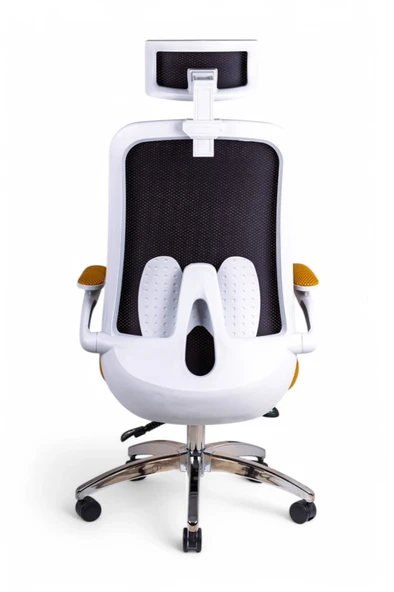 Silva Sarı Fileli Krom Beyaz Yönetici Koltuğu - 6