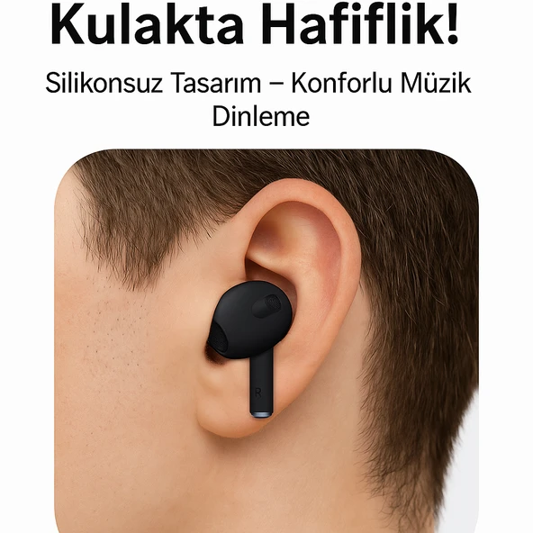 Siyah 4. Nesil Air Bluetooth Kulaklık Bütün Cihazlara Tam Uyumlu Kılıf Ve Taşıma Ipi Hedyeli - 3