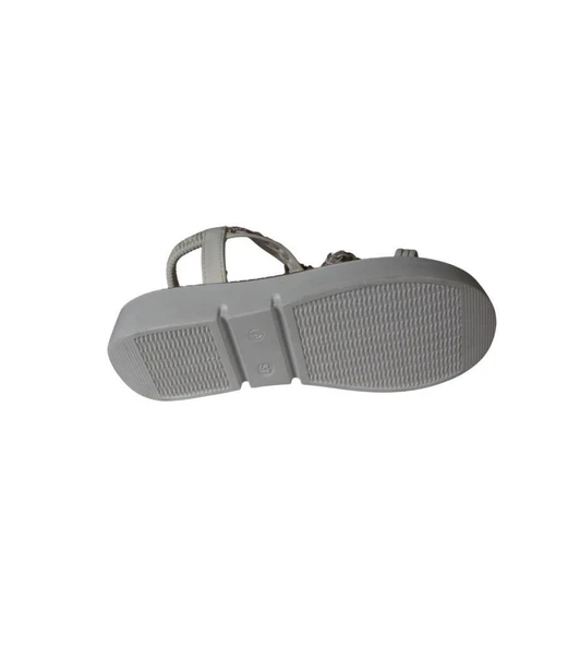YAZKIŞ Kadın Beyaz Vizon(nut) Cilt Üzeri taşlı Arkası açık 4cm Kalın Rahat Taban Sandalet - 9