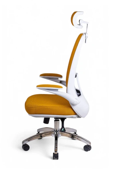 Silva Sarı Fileli Krom Beyaz Yönetici Koltuğu - 4