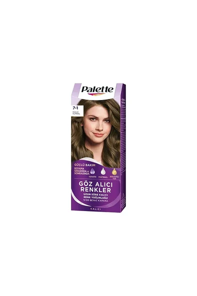 Palette Göz Alıcı Renkler Saç Boyası 7-1 Küllü Kumral 50 ml - 1