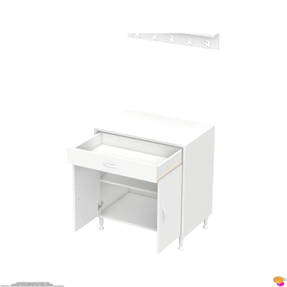 Modilayn QPLAS (XXXL) Set Ocak Altı Dolap 80x88x48 cm Çekmeceli, Kapaklı 2 Göz Raf Bölmeli - Resim 8