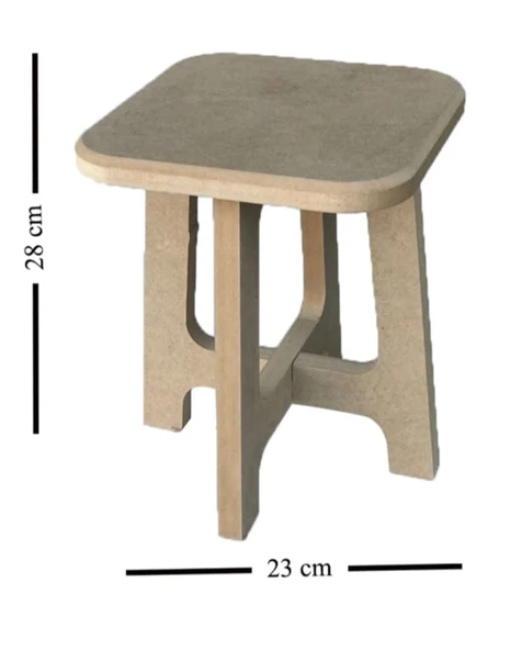 Boyanabilir Ahşap MDF Kare Demonte Tabure 23x28 cm