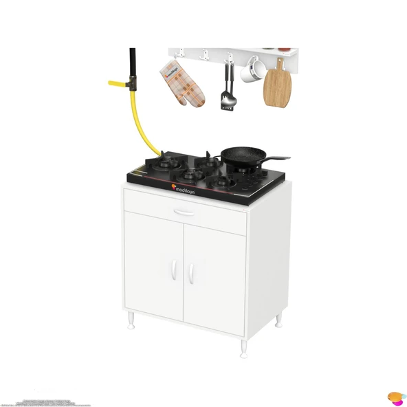 Modilayn QPLAS (XXXL) Set Ocak Altı Dolap 80x88x48 cm Çekmeceli, Kapaklı 2 Göz Raf Bölmeli - Resim 7