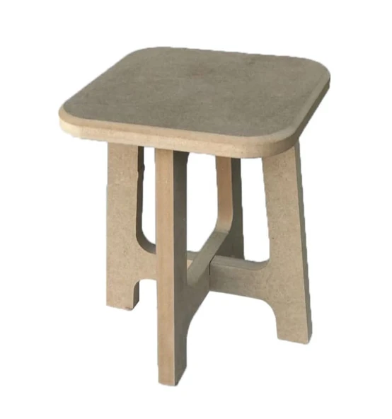 Boyanabilir Ahşap MDF Kare Demonte Tabure 23x28 cm - 2
