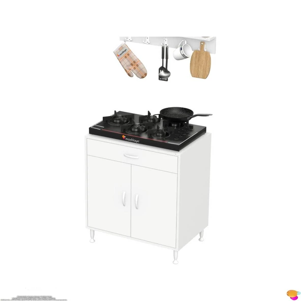 Modilayn DOQU (XXXL) Set Ocak Altı Dolap 80x88x48 cm 1 Çekmece 2 Kapaklı ve 1 Gözlü Tüp Bölmelidir - 8