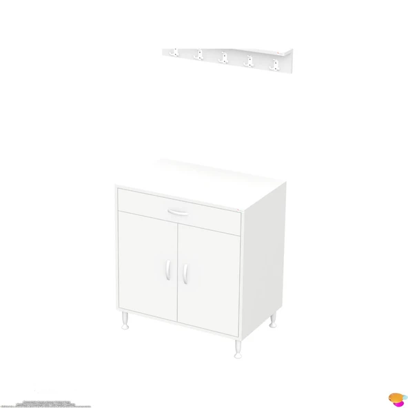 Modilayn QPLAS (XXXL) Set Ocak Altı Dolap 80x88x48 cm Çekmeceli, Kapaklı 2 Göz Raf Bölmeli - Resim 9