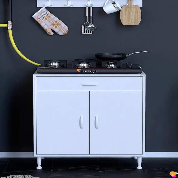 Modilayn QPLAS (XXXL) Set Ocak Altı Dolap 80x88x48 cm Çekmeceli, Kapaklı 2 Göz Raf Bölmeli - Resim 3