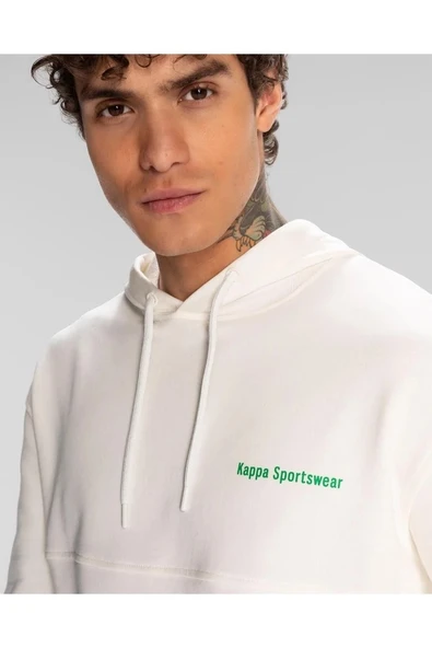 Kappa Authentic Theo Erkek Beyaz Regular Fit Hoodie - 4