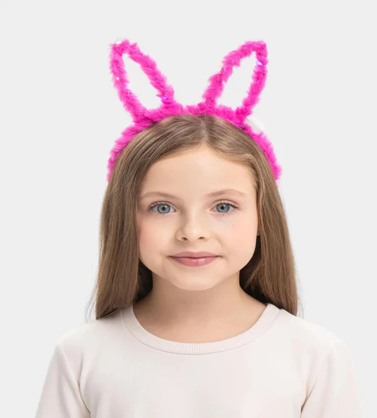 Led Işıklı Peluş Tavşan Kulak Taç Şeker Pembesi