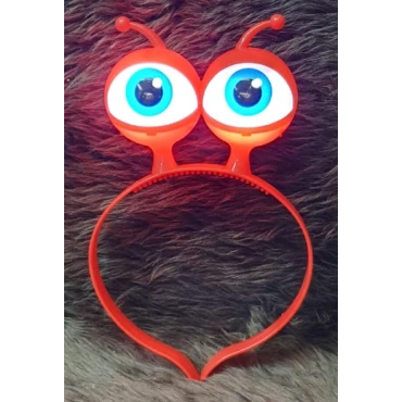Led Işıklı & Pilli Uzaylı Göz Parti Tacı Kırmızı Renk