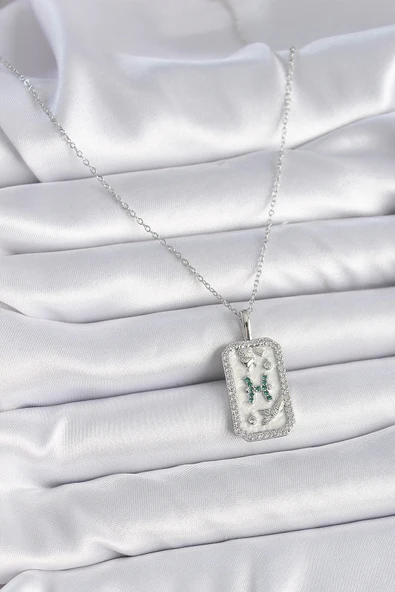 CEYLAN ADAM 316L Çelik Gümüş Renk Zincir Balık Burcu Zirkon Taşlı Kadın Kolye - 2