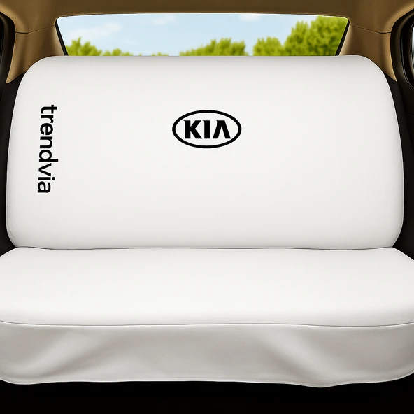KIA Logolu Beyaz Araç Koltuk Kılıfı Seti Ön ve Arka Koltuklara Özel Penye Servis Kılıfı - 2