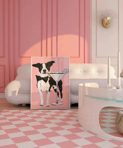 Çerçevesiz Poster Şık Köpek ve Martini - Resim 3