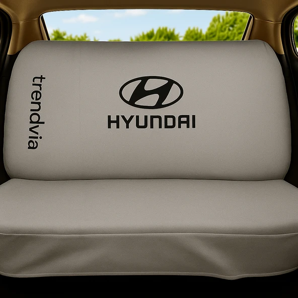 Hyundai Logolu Açık Gri Ön Arka Oto Koltuk Kılıfı Seti Araç İçi Koltuk Koruma - 2