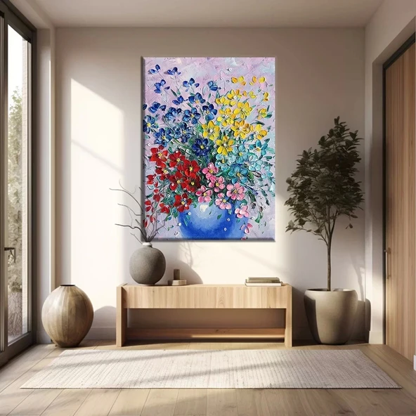 Vazodaki Çiçekler Kanvas Tablo ürün görseli