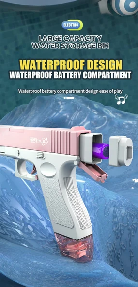 Elektrikli Otomatik Atış Yapan Çift Sarjörlü GLOCK Su Tabancası - 4