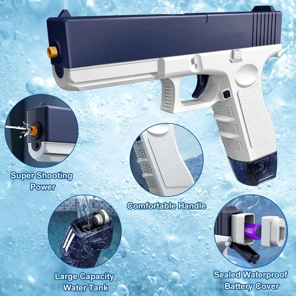 Elektrikli Otomatik Atış Yapan Çift Sarjörlü GLOCK Su Tabancası - 2