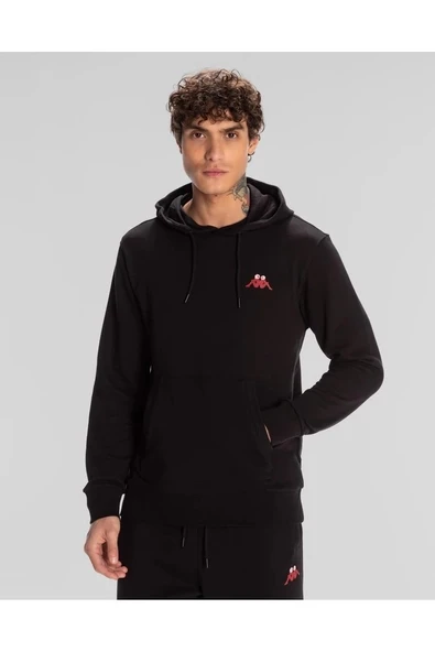 Kappa Authentic Space Jump Hoodie Erkek Siyah Regular Fit Hoodie - 4