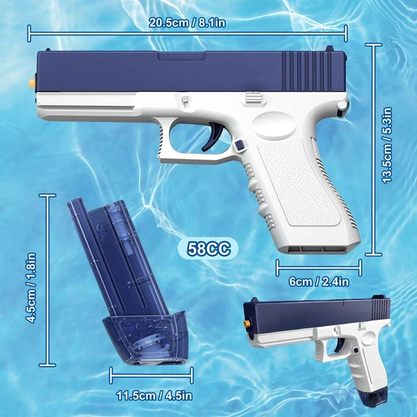 Elektrikli Otomatik Atış Yapan Çift Sarjörlü GLOCK Su Tabancası - 4